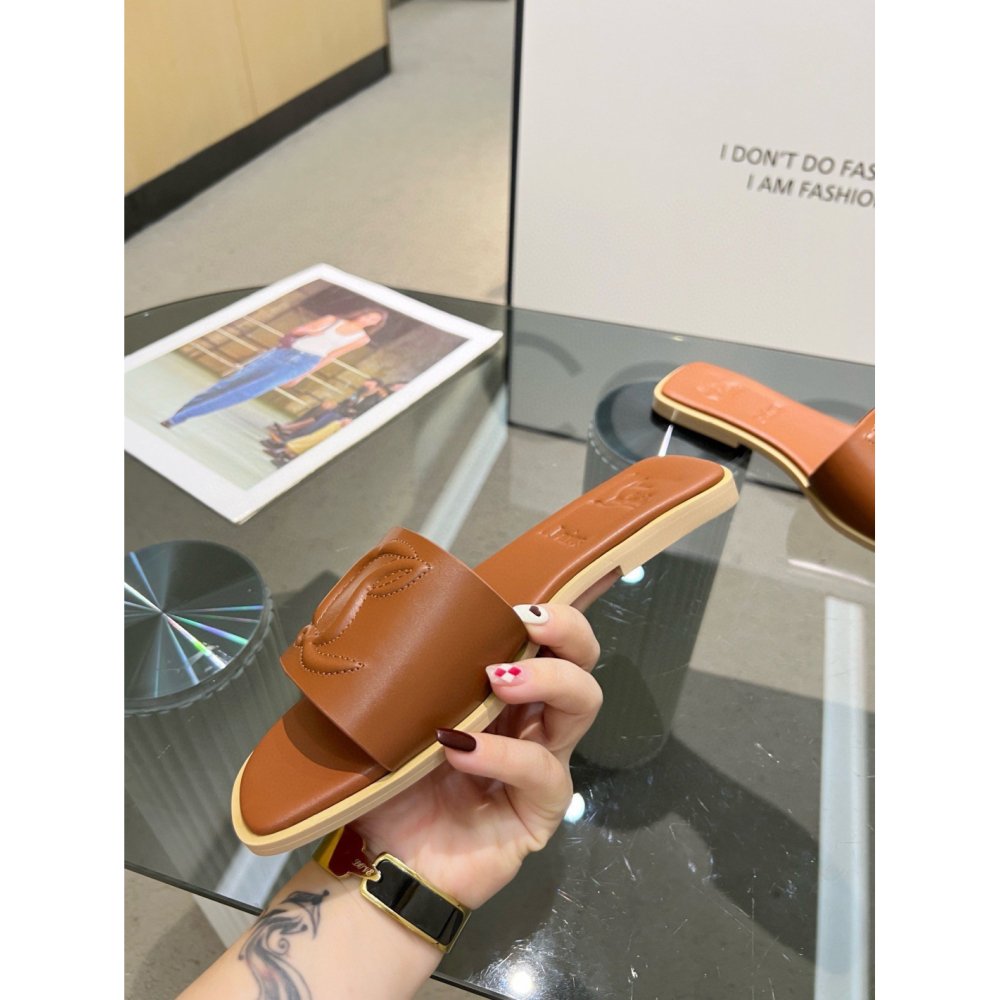 Cheap Reps Christian Louboutin CL Mules in Brown Leather