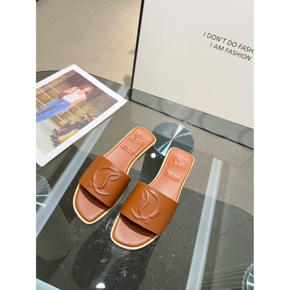 Cheap Reps Christian Louboutin CL Mules in Brown Leather