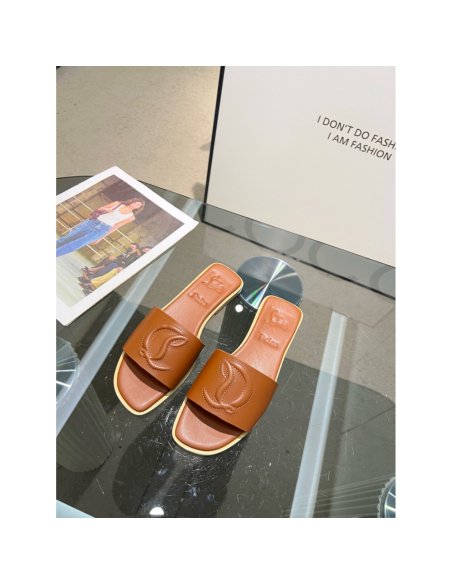 Cheap Reps Christian Louboutin CL Mules in Brown Leather