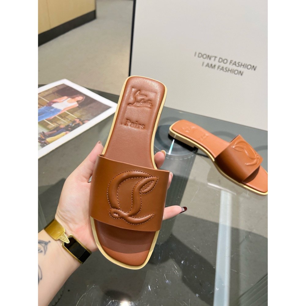 Cheap Reps Christian Louboutin CL Mules in Brown Leather
