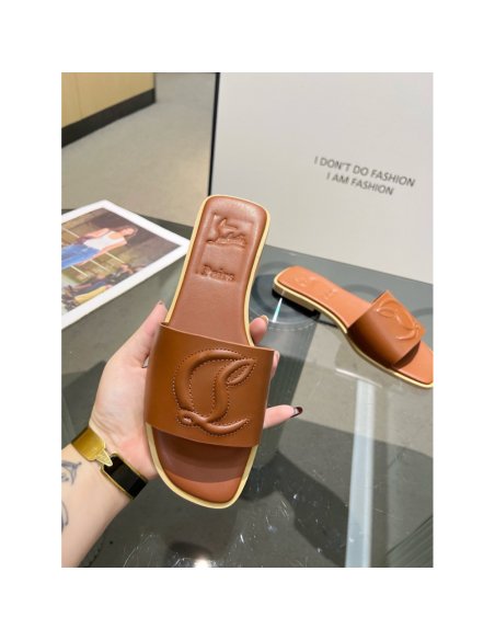 Cheap Reps Christian Louboutin CL Mules in Brown Leather