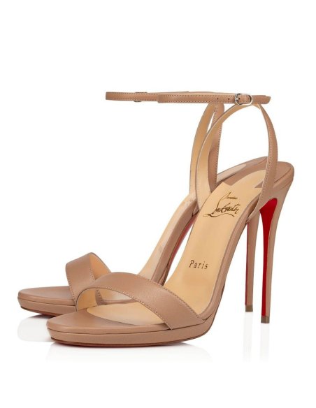 Cheap Reps Christian Louboutin Loubi Queen 100mm Sandals In Nude Lambskin