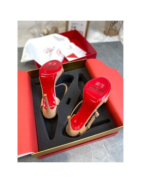 Cheap Reps Christian Louboutin Loubi Queen 100mm Sandals In Nude Lambskin