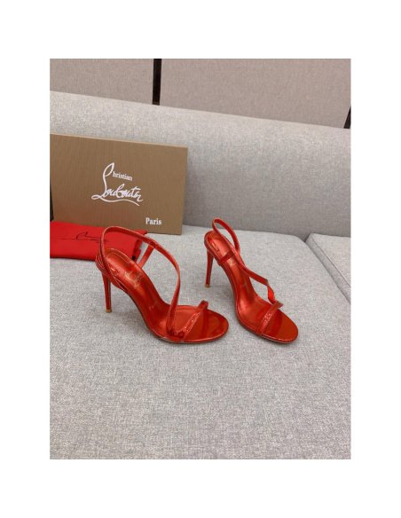 Cheap Reps Christian Louboutin Rosalie Sandals 100mm in Red Patent Leather