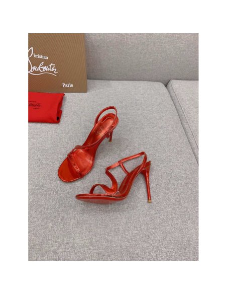 Cheap Reps Christian Louboutin Rosalie Sandals 100mm in Red Patent Leather