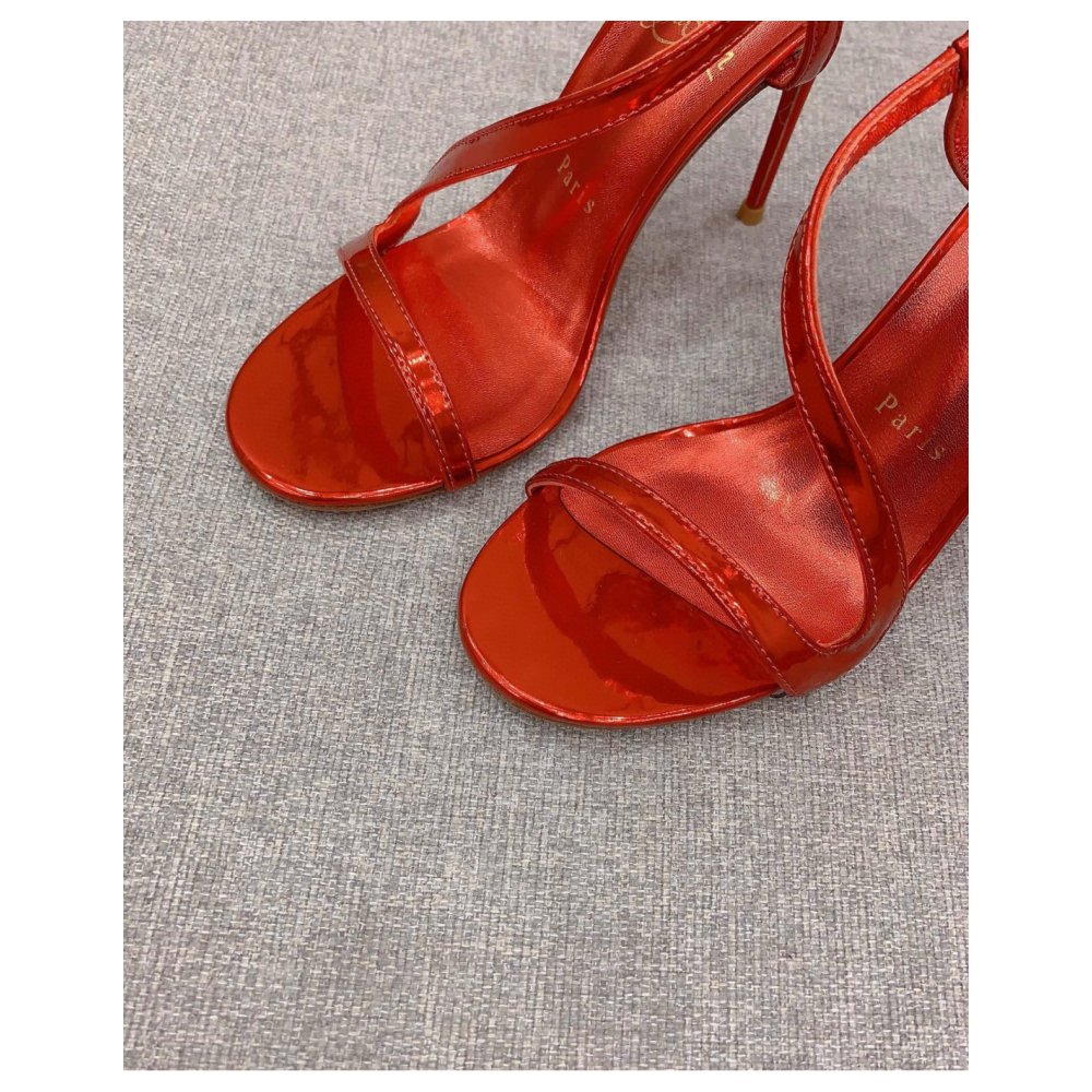 Cheap Reps Christian Louboutin Rosalie Sandals 100mm in Red Patent Leather