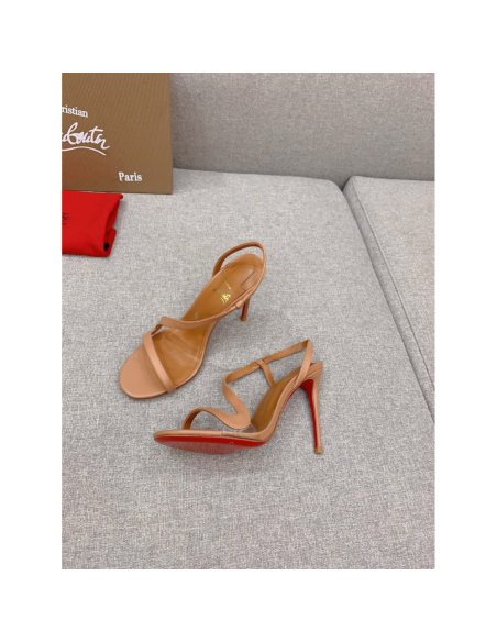 Cheap Reps Christian Louboutin Rosalie Sandals 100mm in Nude Lambskin