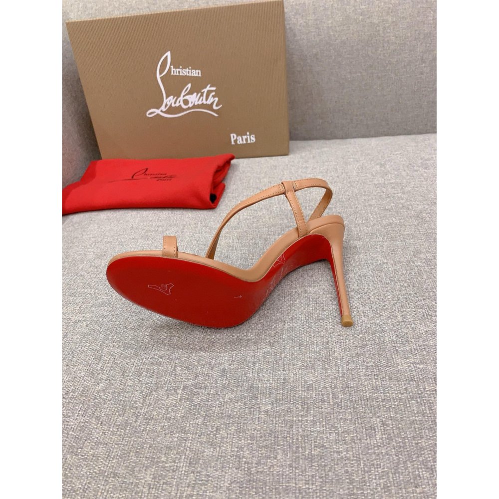 Cheap Reps Christian Louboutin Rosalie Sandals 100mm in Nude Lambskin