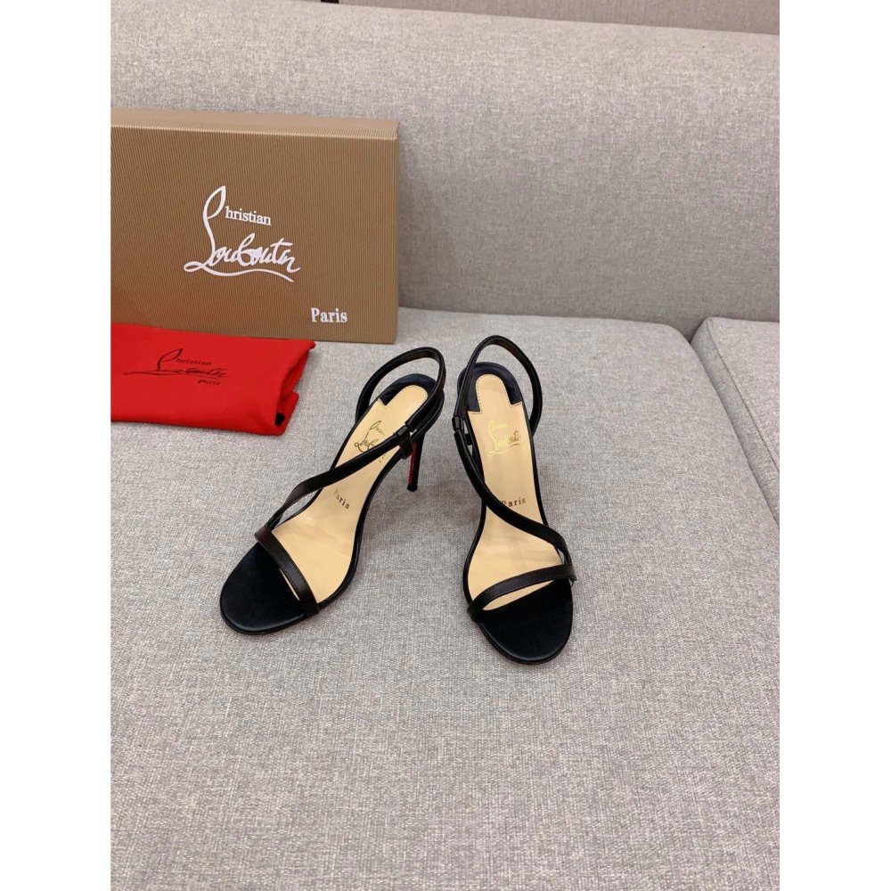 Cheap Reps Christian Louboutin Rosalie Sandals 100mm in Black Lambskin