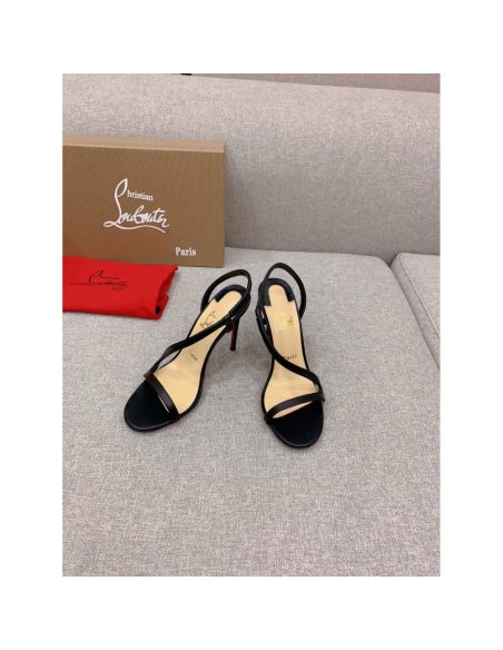 Cheap Reps Christian Louboutin Rosalie Sandals 100mm in Black Lambskin