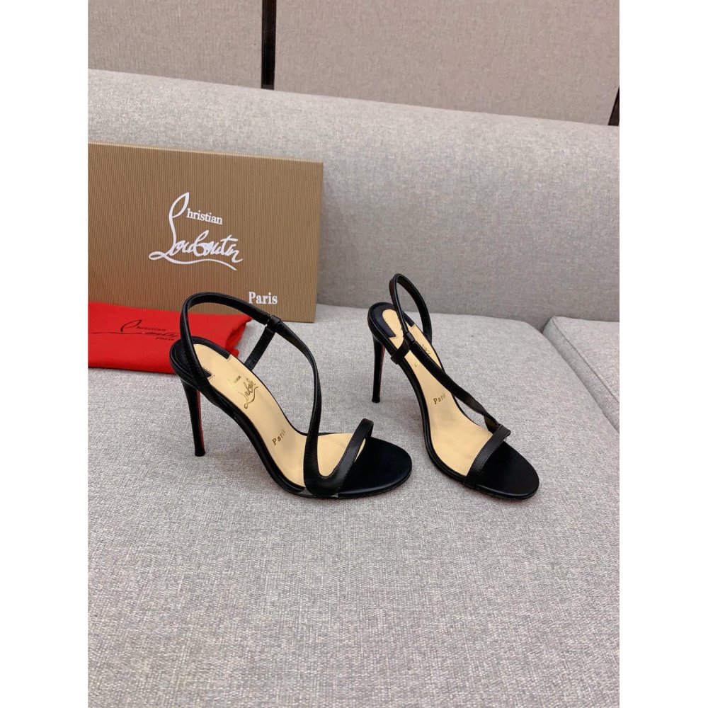 Cheap Reps Christian Louboutin Rosalie Sandals 100mm in Black Lambskin