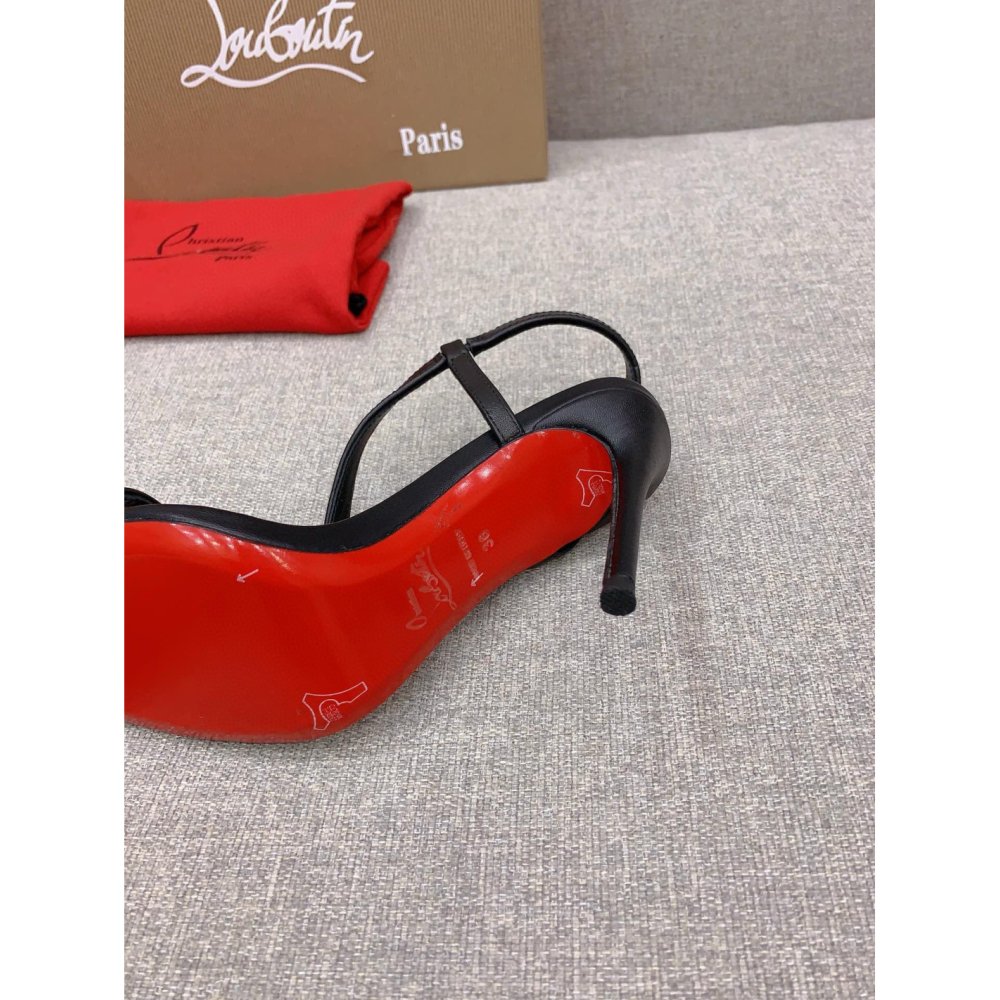 Cheap Reps Christian Louboutin Rosalie Sandals 100mm in Black Lambskin