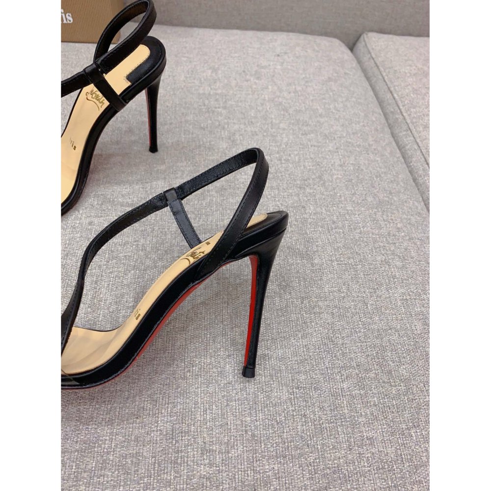 Cheap Reps Christian Louboutin Rosalie Sandals 100mm in Black Lambskin