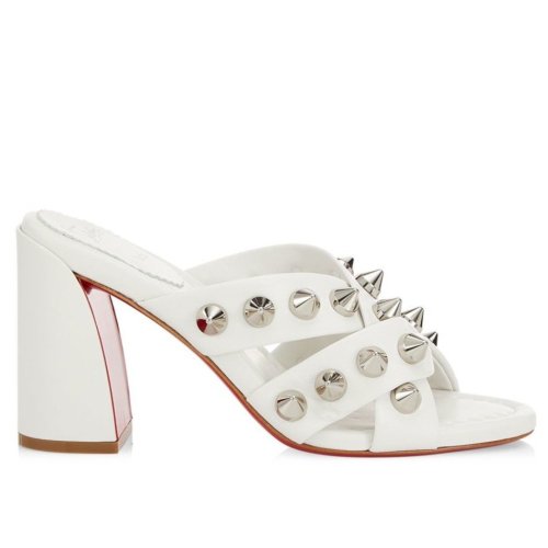 Cheap Reps Christian Louboutin Spika Club Sandals 85mm In White Leather