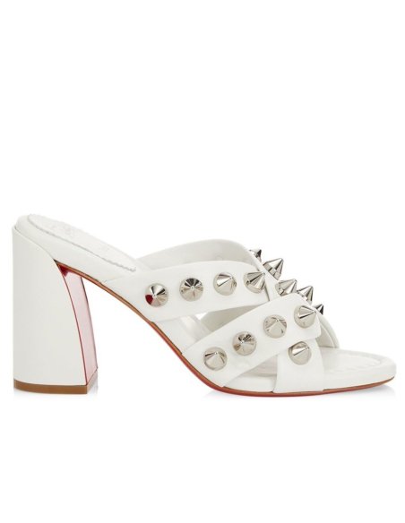 Cheap Reps Christian Louboutin Spika Club Sandals 85mm In White Leather