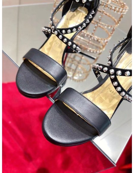 Cheap Reps Christian Louboutin Choca Lux 100mm Sandals In Black Lambskin