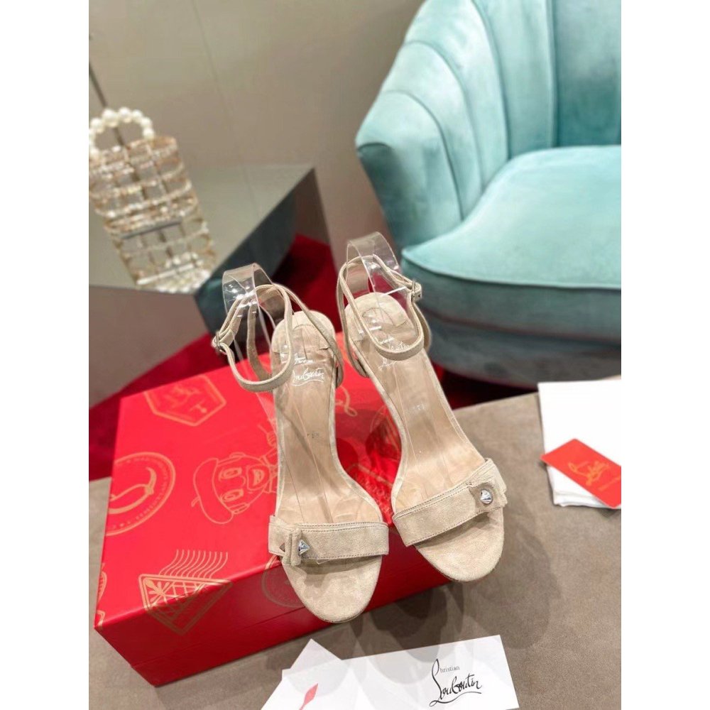 Cheap Reps Christian Louboutin Umberta 100mm Sandals In Beige Suede