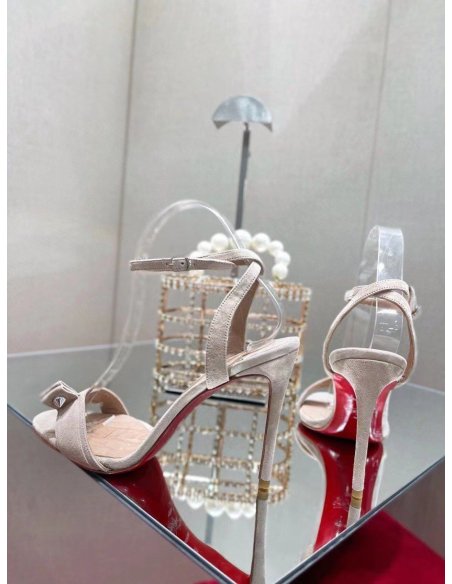 Cheap Reps Christian Louboutin Umberta 100mm Sandals In Beige Suede