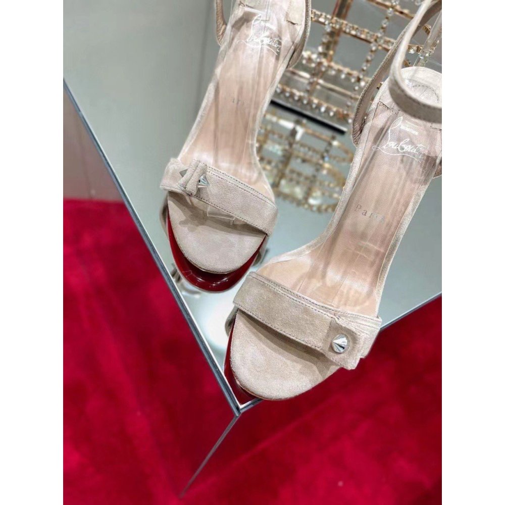 Cheap Reps Christian Louboutin Umberta 100mm Sandals In Beige Suede