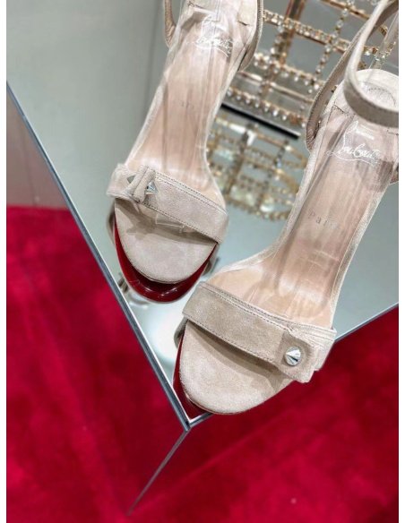 Cheap Reps Christian Louboutin Umberta 100mm Sandals In Beige Suede