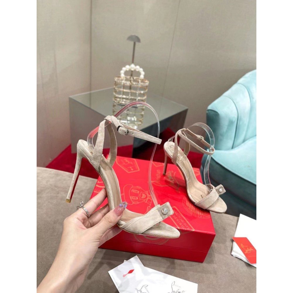 Cheap Reps Christian Louboutin Umberta 100mm Sandals In Beige Suede