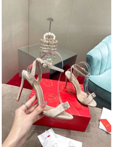 Cheap Reps Christian Louboutin Umberta 100mm Sandals In Beige Suede