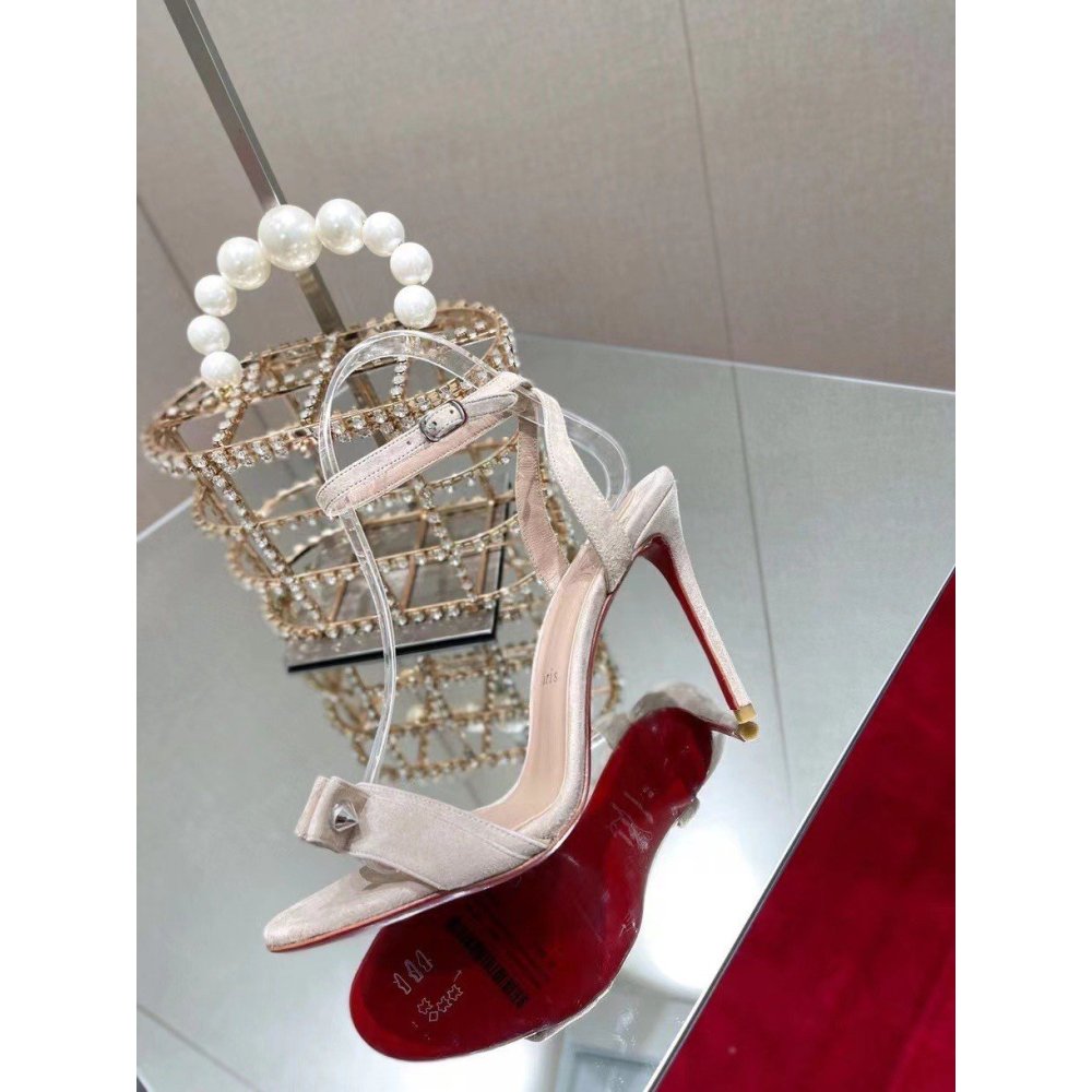 Cheap Reps Christian Louboutin Umberta 100mm Sandals In Beige Suede