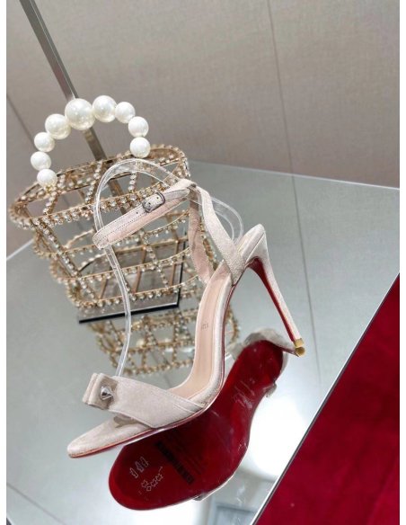 Cheap Reps Christian Louboutin Umberta 100mm Sandals In Beige Suede