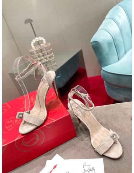 Cheap Reps Christian Louboutin Umberta 100mm Sandals In Beige Suede