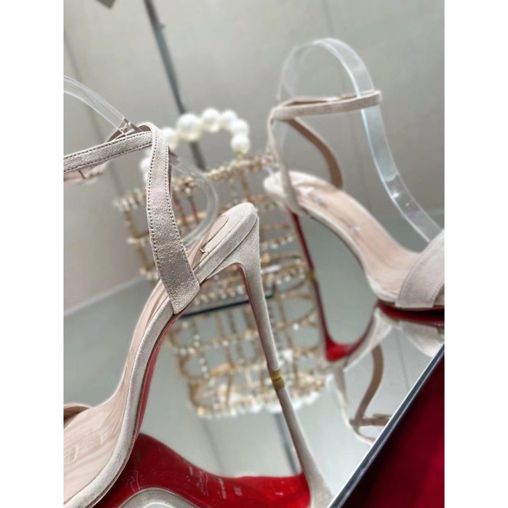 Cheap Reps Christian Louboutin Umberta 100mm Sandals In Beige Suede