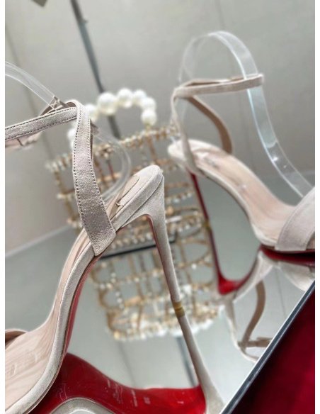 Cheap Reps Christian Louboutin Umberta 100mm Sandals In Beige Suede
