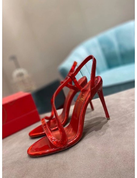 Cheap Reps Christian Louboutin Rosalie 100mm Sandals In Red Patent Psychic