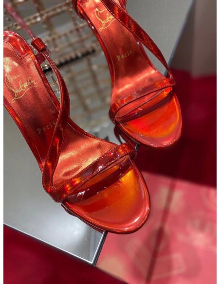 Cheap Reps Christian Louboutin Rosalie 100mm Sandals In Red Patent Psychic
