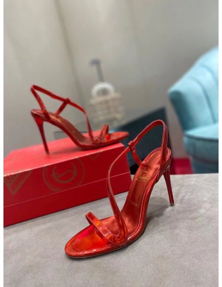 Cheap Reps Christian Louboutin Rosalie 100mm Sandals In Red Patent Psychic