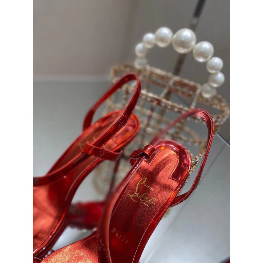 Cheap Reps Christian Louboutin Rosalie 100mm Sandals In Red Patent Psychic