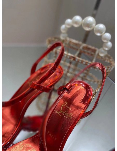 Cheap Reps Christian Louboutin Rosalie 100mm Sandals In Red Patent Psychic
