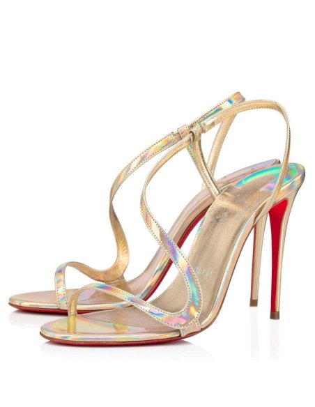 Cheap Reps Christian Louboutin Rosalie 100mm Sandals In Gold Patent Psychic