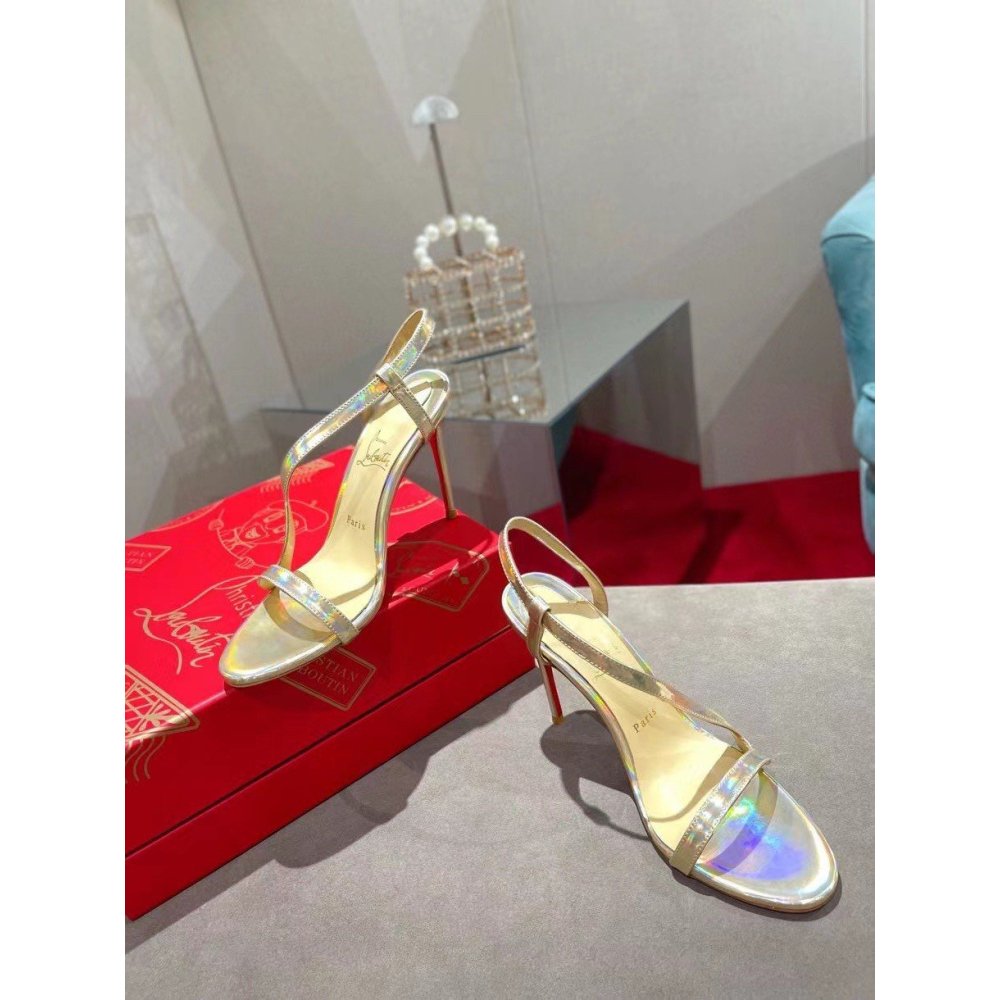 Cheap Reps Christian Louboutin Rosalie 100mm Sandals In Gold Patent Psychic