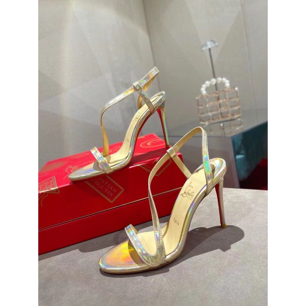 Cheap Reps Christian Louboutin Rosalie 100mm Sandals In Gold Patent Psychic