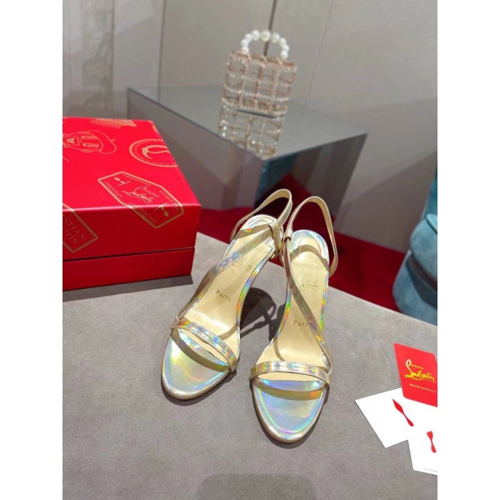 Cheap Reps Christian Louboutin Rosalie 100mm Sandals In Gold Patent Psychic