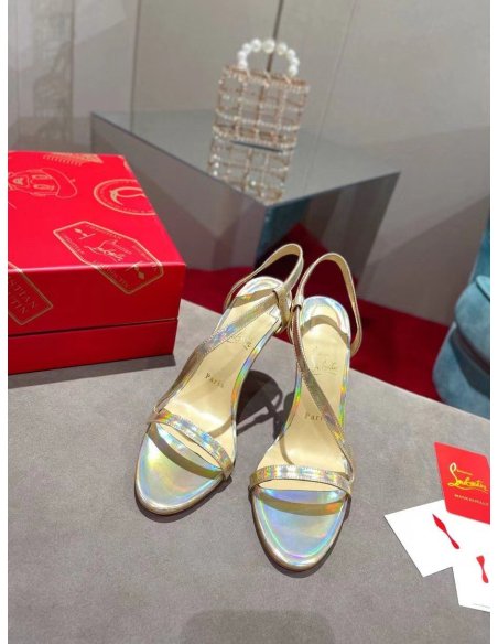 Cheap Reps Christian Louboutin Rosalie 100mm Sandals In Gold Patent Psychic