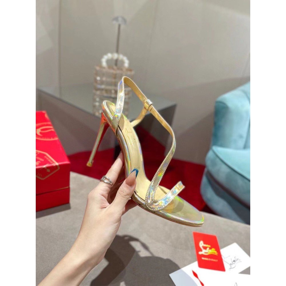 Cheap Reps Christian Louboutin Rosalie 100mm Sandals In Gold Patent Psychic