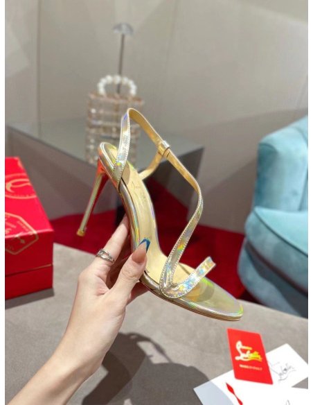 Cheap Reps Christian Louboutin Rosalie 100mm Sandals In Gold Patent Psychic