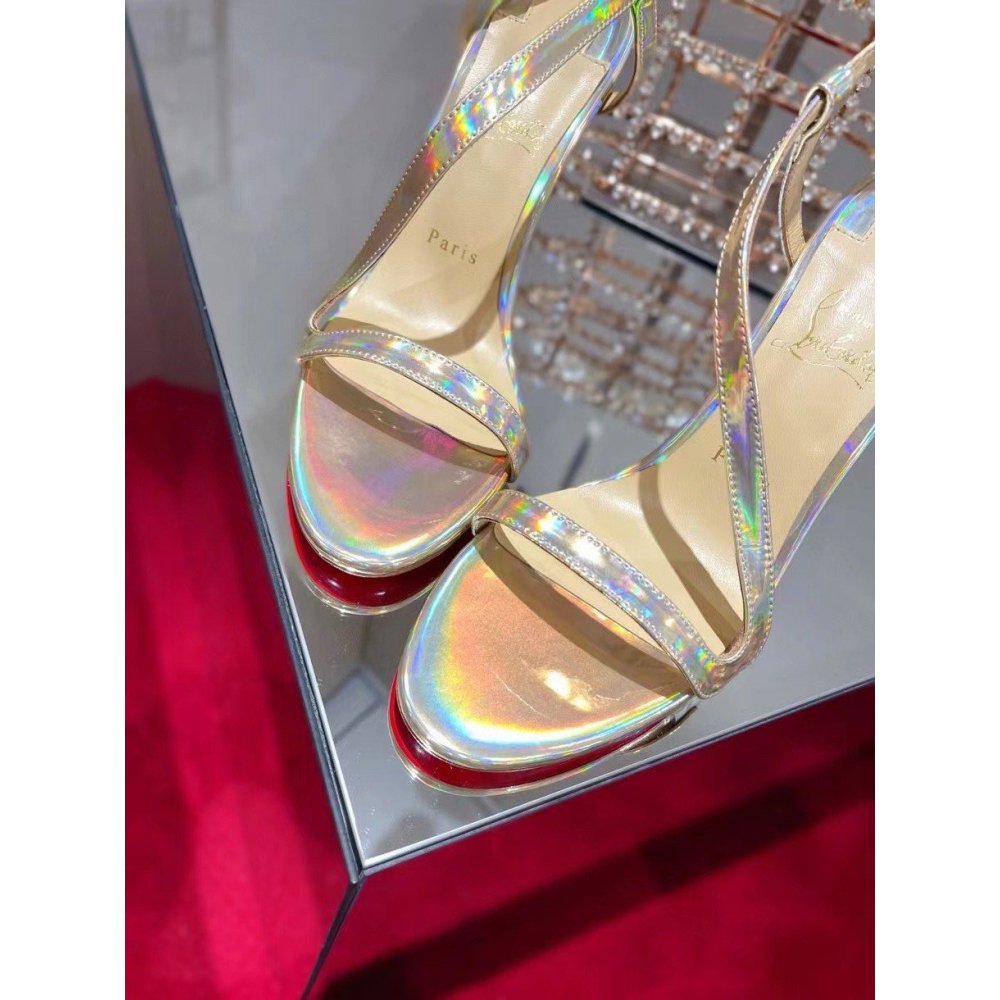 Cheap Reps Christian Louboutin Rosalie 100mm Sandals In Gold Patent Psychic