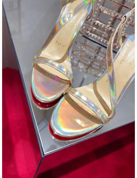 Cheap Reps Christian Louboutin Rosalie 100mm Sandals In Gold Patent Psychic