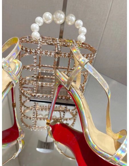 Cheap Reps Christian Louboutin Rosalie 100mm Sandals In Gold Patent Psychic