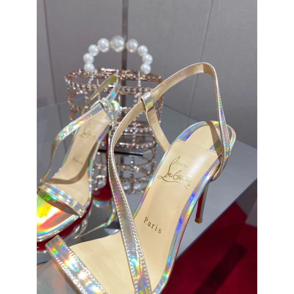 Cheap Reps Christian Louboutin Rosalie 100mm Sandals In Gold Patent Psychic