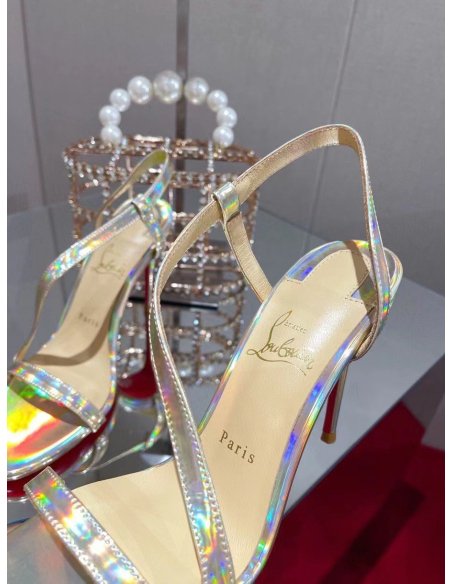Cheap Reps Christian Louboutin Rosalie 100mm Sandals In Gold Patent Psychic