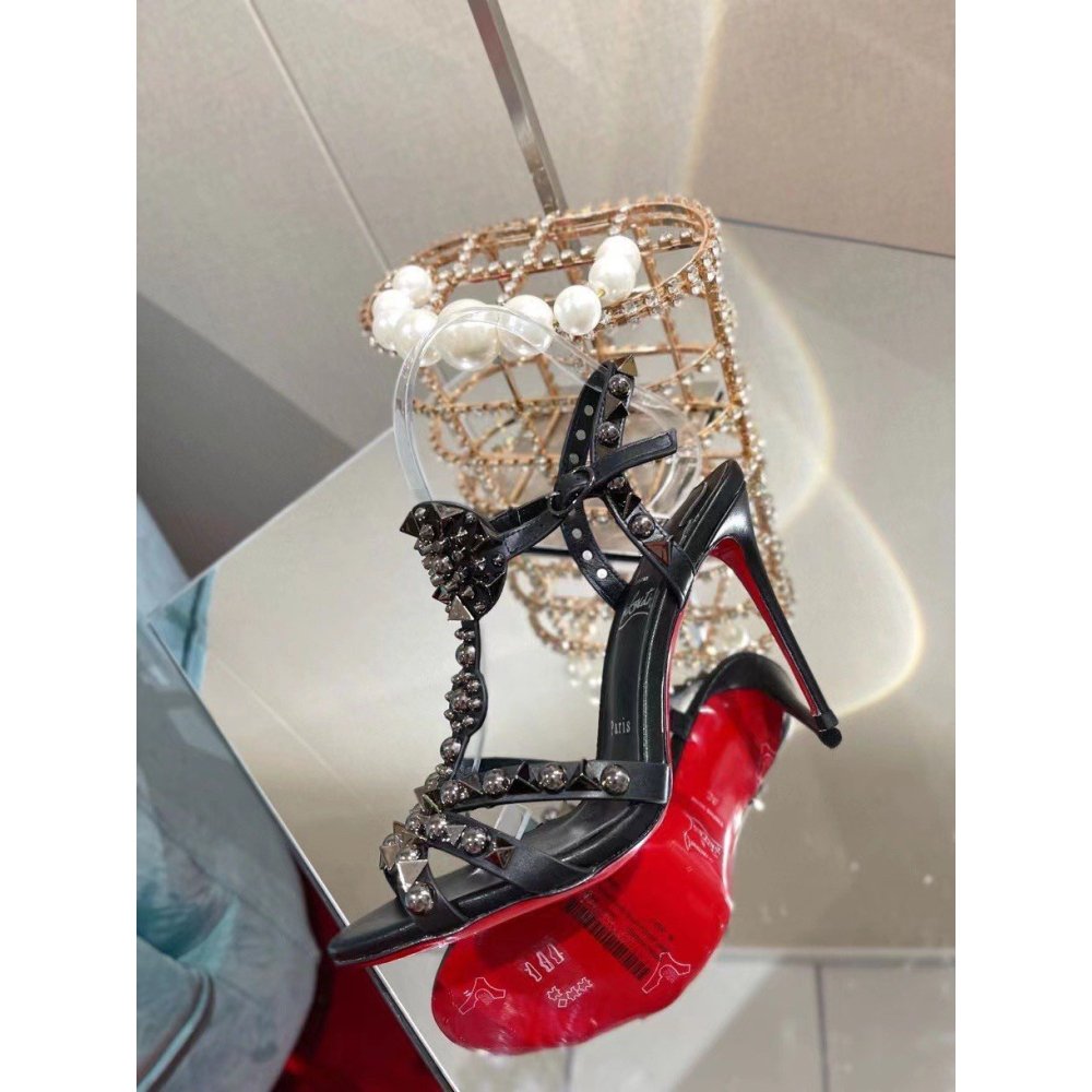 Cheap Reps Christian Louboutin Goldora 100mm Black Sandals with Spikes