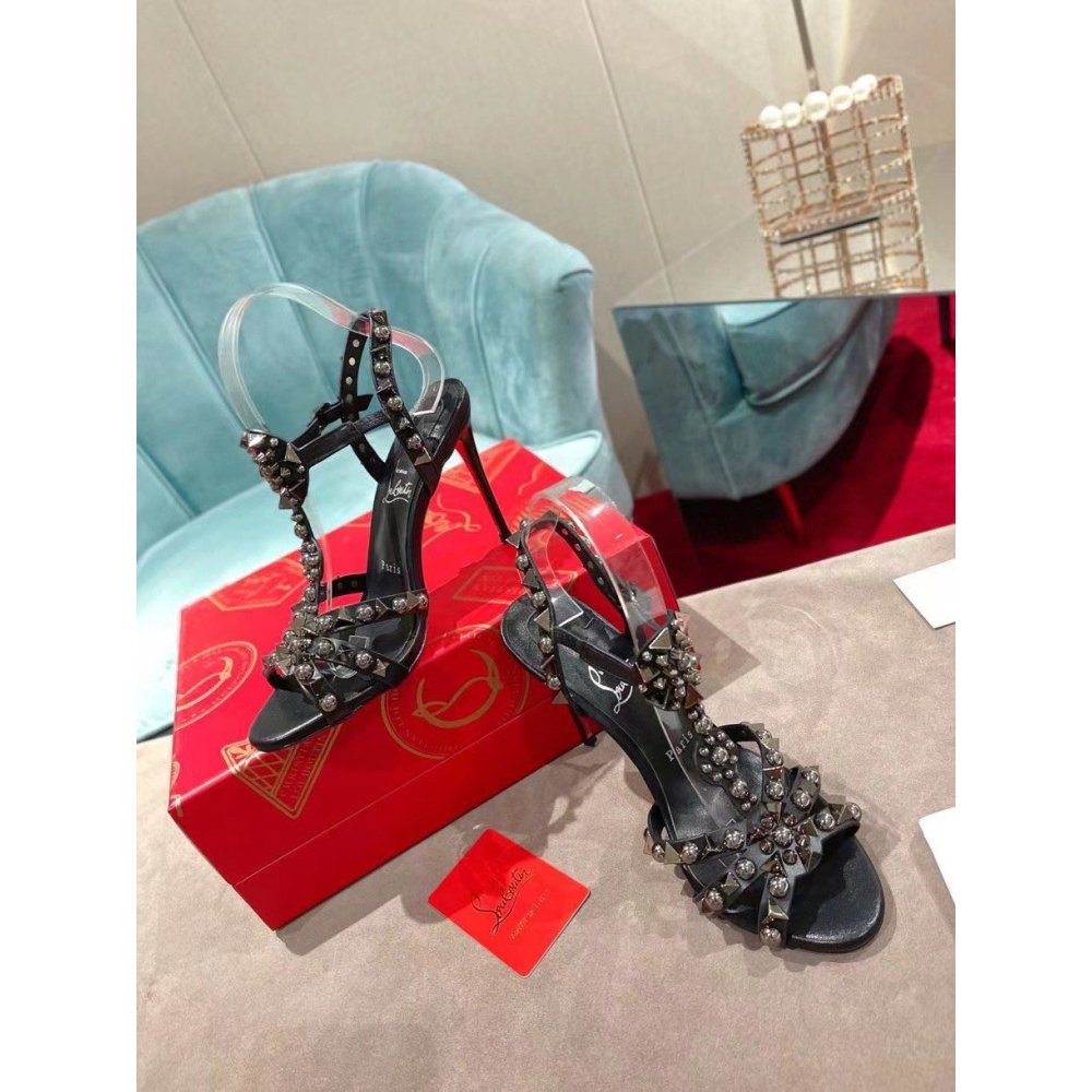 Cheap Reps Christian Louboutin Goldora 100mm Black Sandals with Spikes